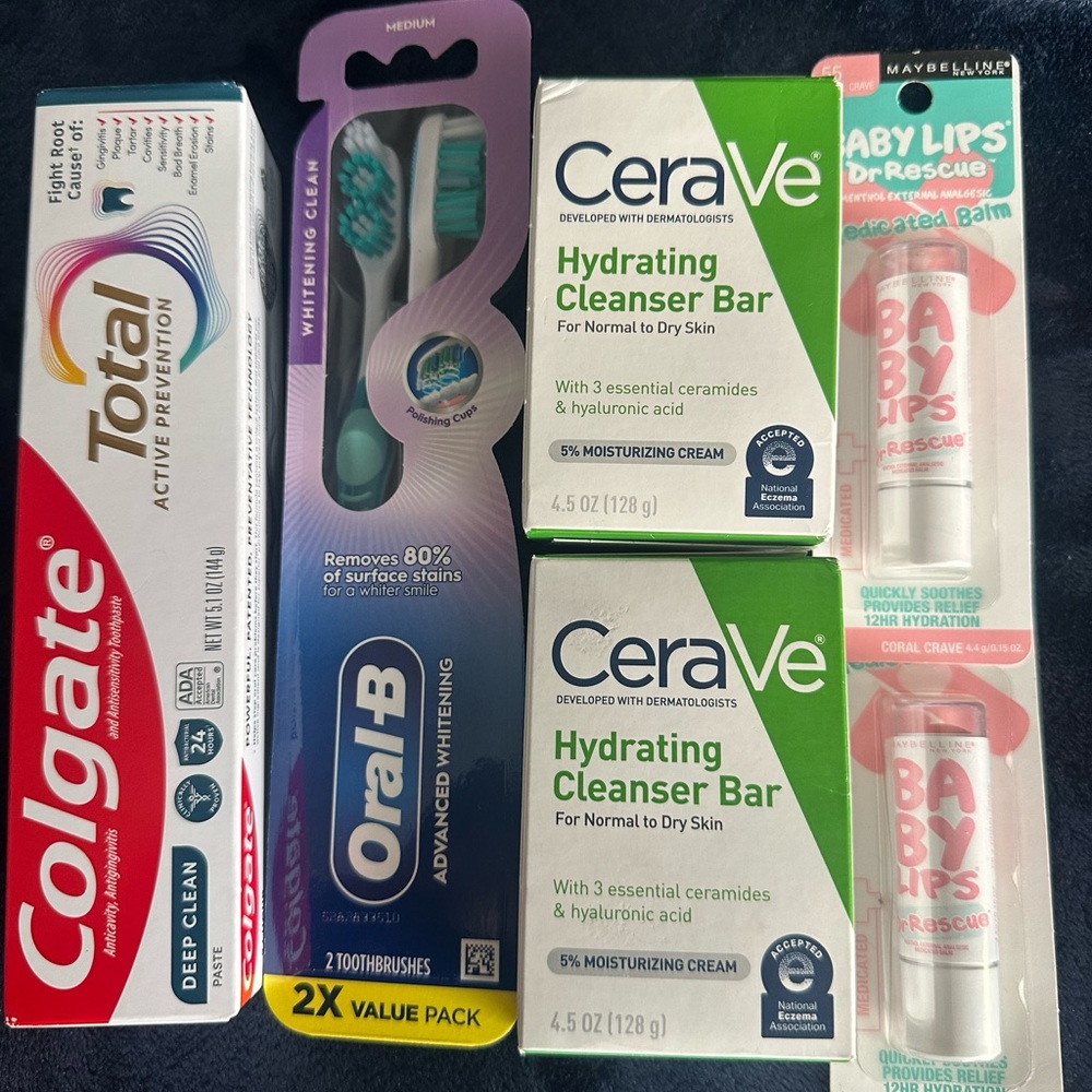 CeraVe Cleanser Bar Skincare & Oral Care &Baby Lips Women’s Bundle